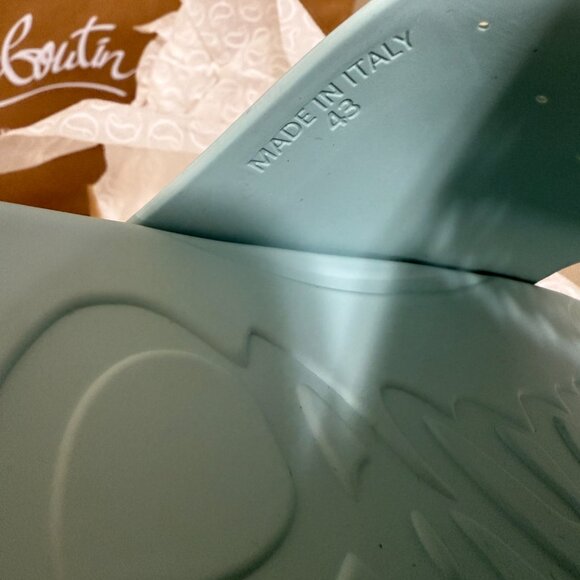 Christian Louboutin 1240945 Take It Easy Iceberg Blue Rubber Slide Sandal - Picture 10 of 15